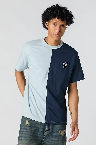 T-shirt deux tons à broderie