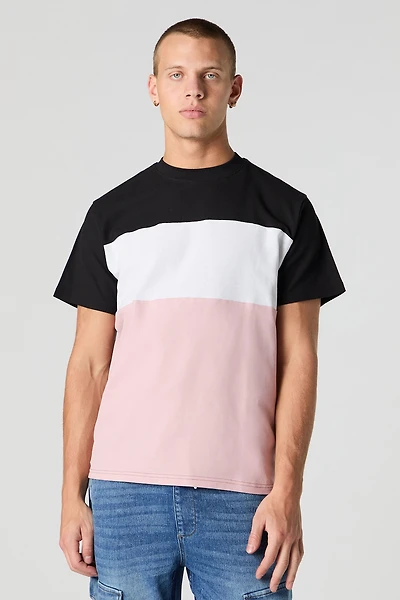 T-shirt texturé avec blocs de couleurs