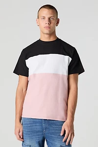 T-shirt texturé avec blocs de couleurs
