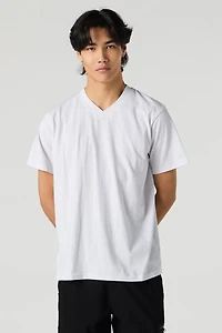 T-shirt uni à encolure en V