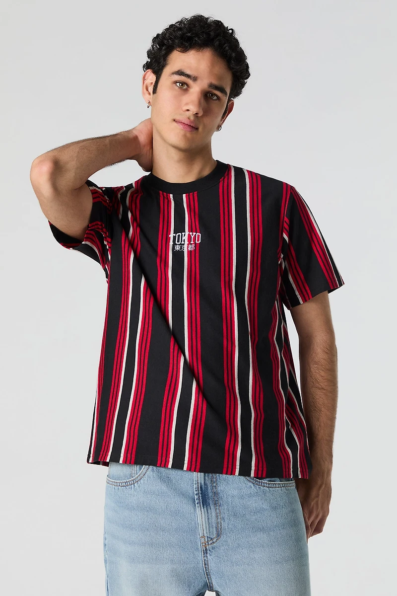 T-shirt rayé à broderie