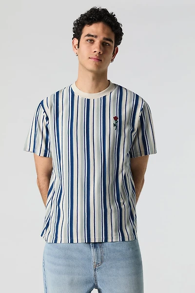 Embroidered Striped T-Shirt