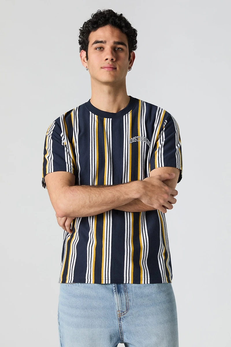 T-shirt rayé à broderie