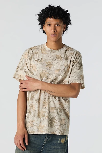 T-shirt ras du cou à imprimé camouflage