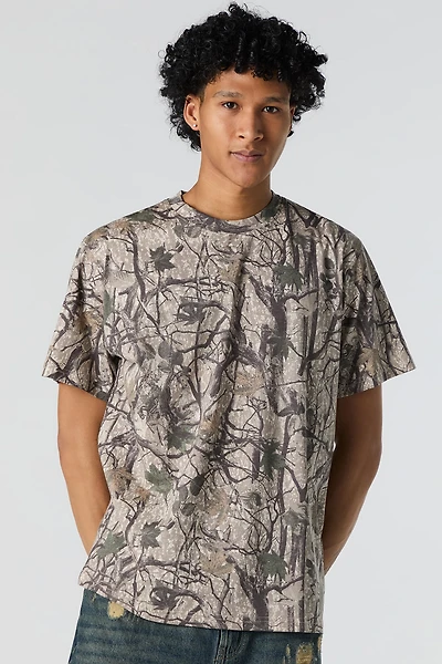 Camo Print Crewneck T-Shirt