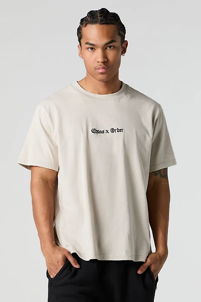 T-shirt lavé à broderie Chaos & Order