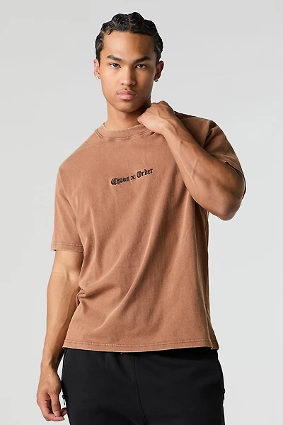 T-shirt lavé à broderie Chaos & Order