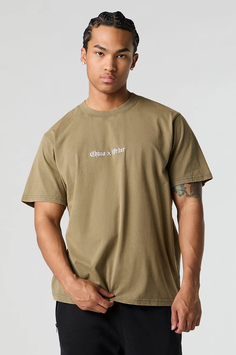 Chaos & Order Embroidered Washed T-Shirt