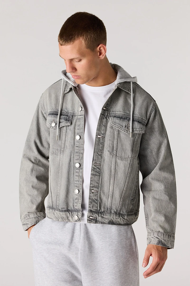 Denim Removable Hooded Trucker Jacket