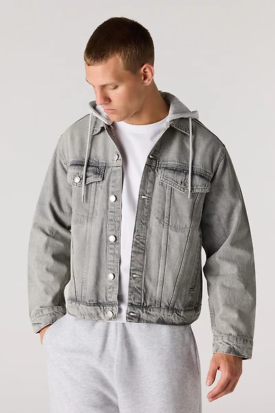 Denim Removable Hooded Trucker Jacket