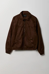 Faux Suede Bomber Jacket