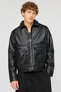 Faux Leather Bomber Jacket