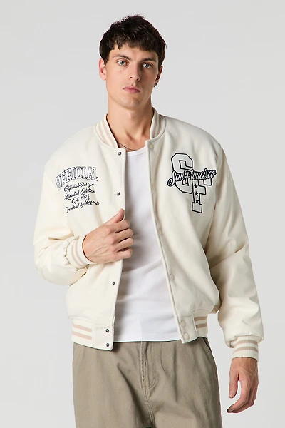 Blouson de style universitaire avec motif brod