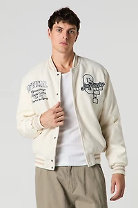 Blouson de style universitaire avec motif brod
