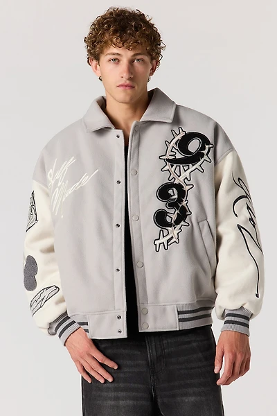 Blouson aviateur avec motif brodé Self Made en chenille