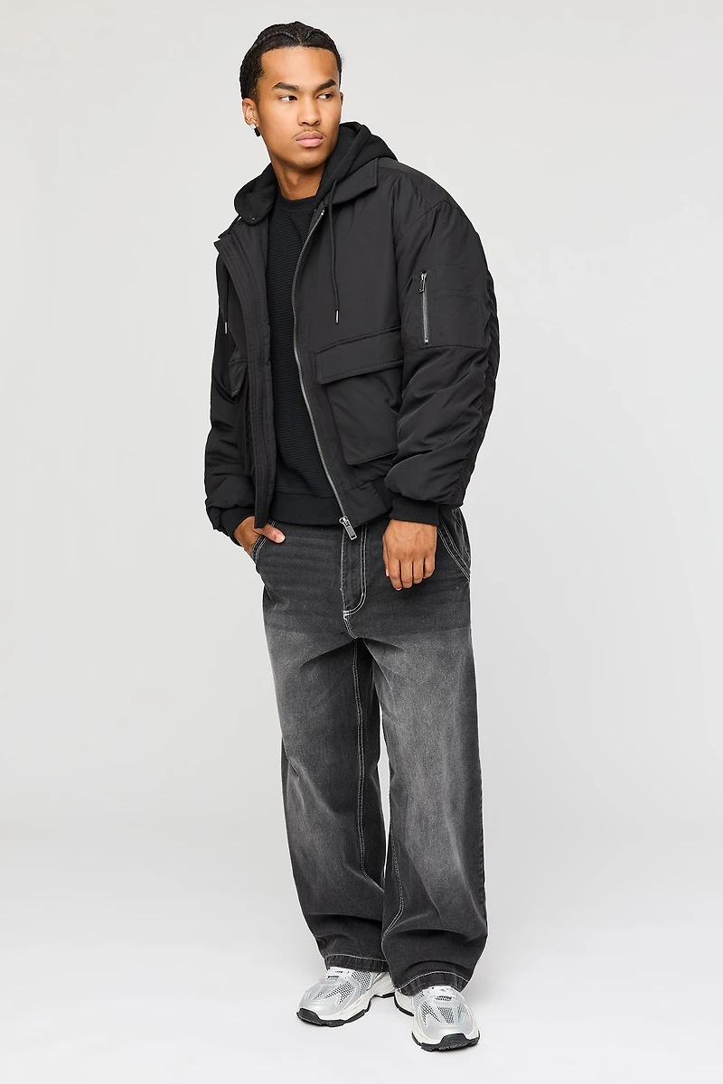 Blouson aviateur avec capuchon amovible