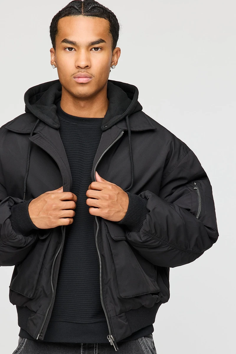 Blouson aviateur avec capuchon amovible