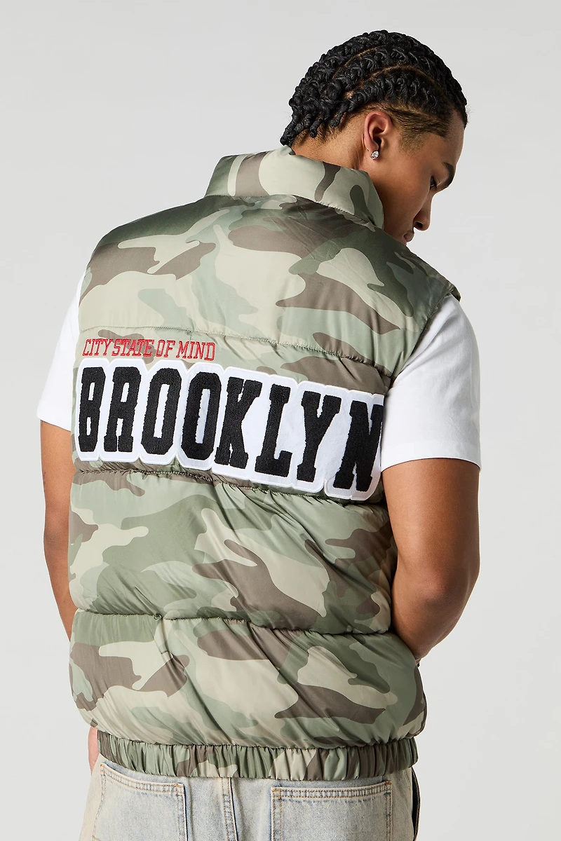 Gilet matelassé à broderie en chenille City