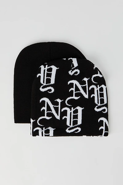 Jacquard Knit Beanie (2 Pack)