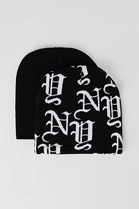 Jacquard Knit Beanie (2 Pack)
