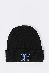 Tuque en tricot côtelé avec motif brodé City