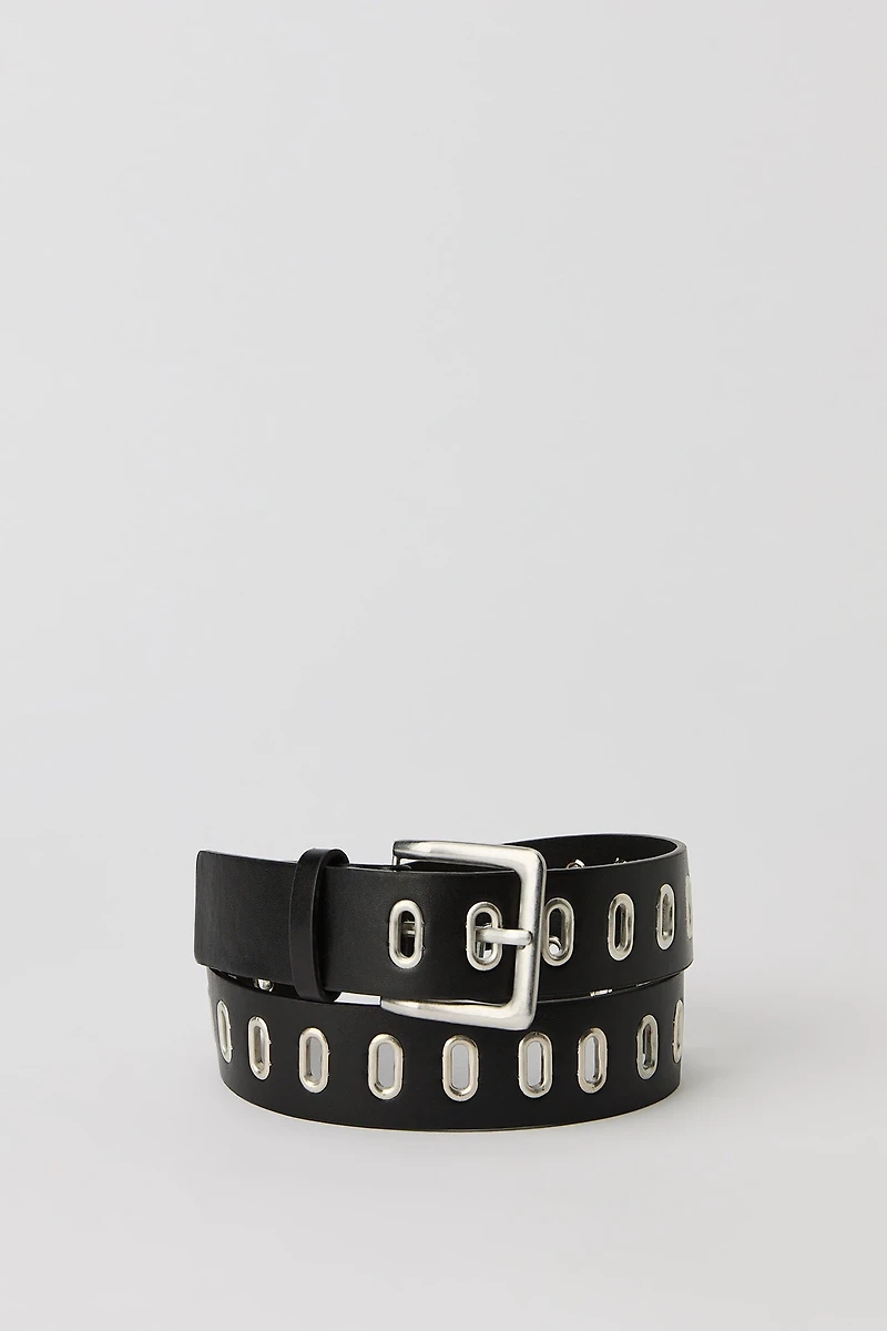 Ceinture à oeillets argentés