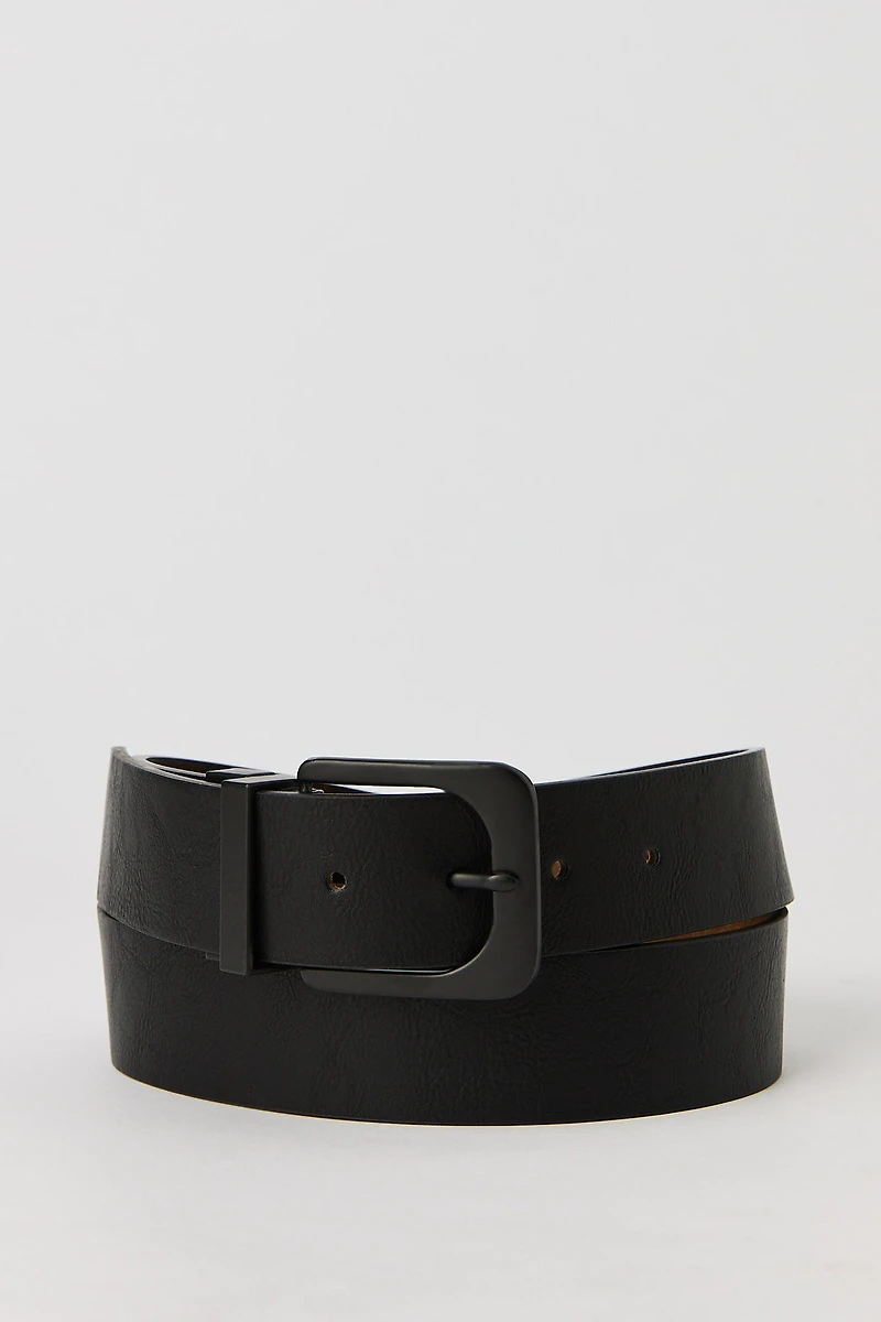 Black & Brown Faux Leather Reversible Belt