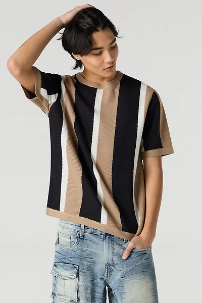 Colourblock Textured Knit T-Shirt