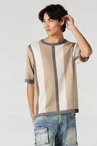 T-shirt en tricot texturé avec blocs de couleurs