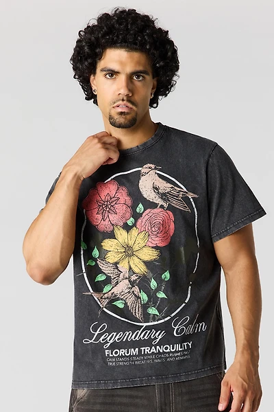 Floral Graphic Washed T-Shirt