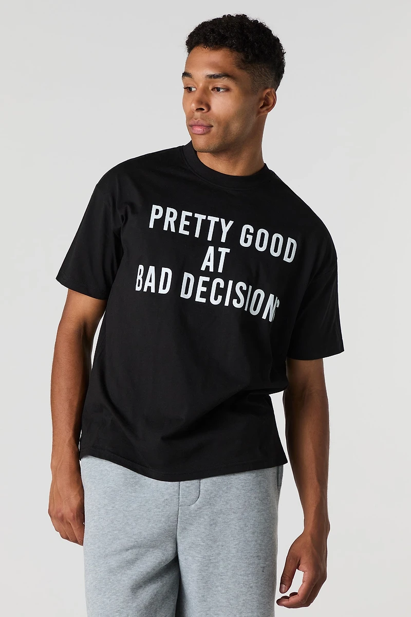 T-shirt carré à imprimé Good at Bad Decisions