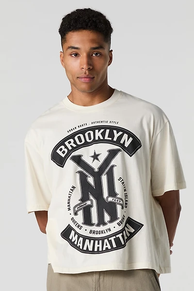 T-shirt carré à imprimé New York