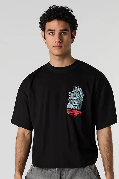 T-shirt carré à imprimé en relief Dragon