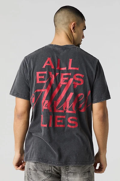 T-shirt délavé à imprimé All Eyes On You
