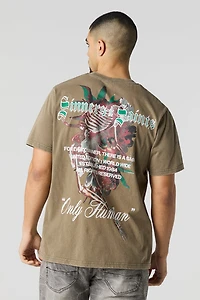 T-shirt délavé à imprimé Sinners & Saints