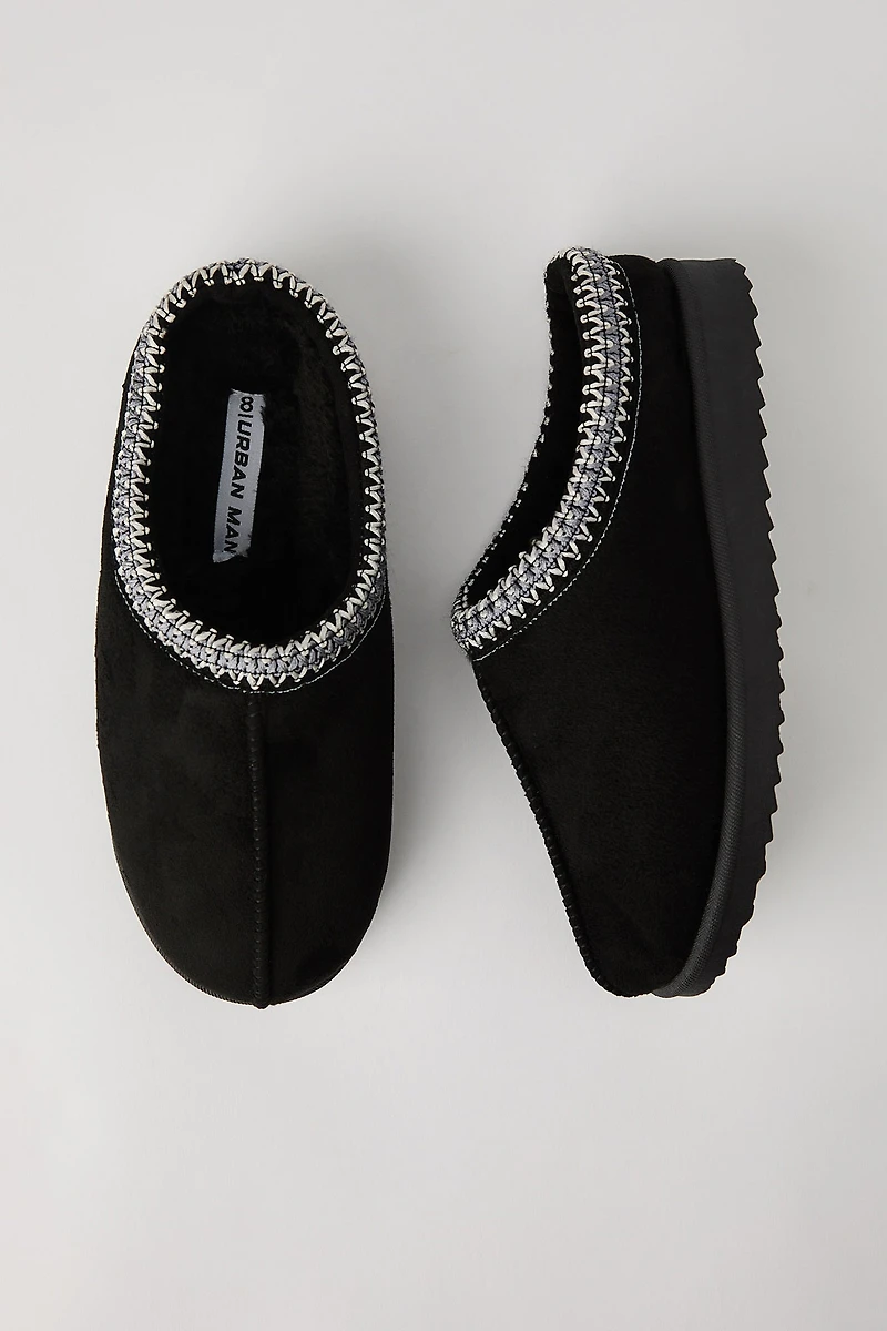 Faux Suede Embroidered Slippers