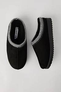 Faux Suede Embroidered Slippers