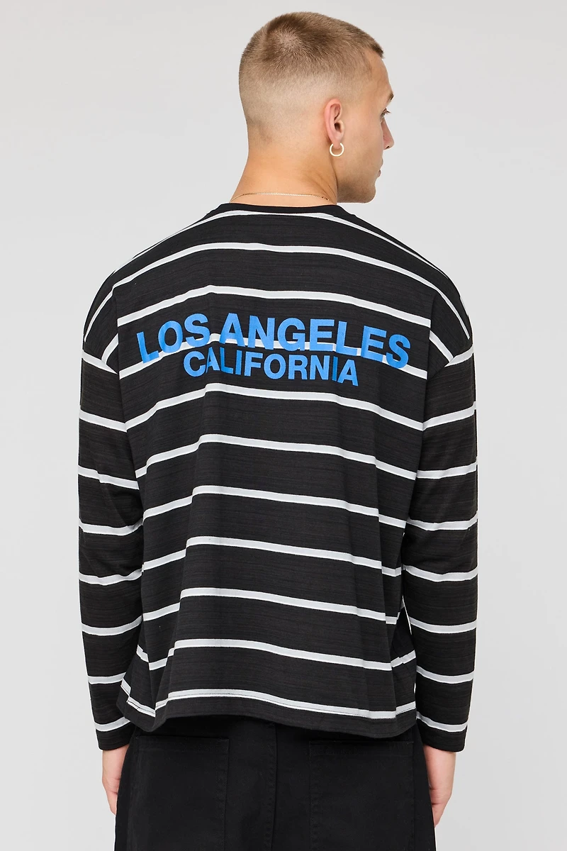 Boxy Striped Graphic Long Sleeve Top