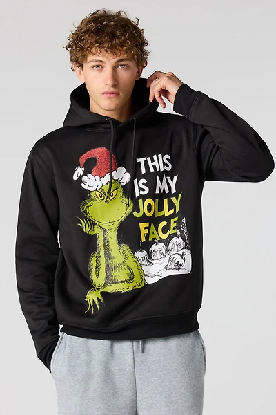 Grinch Graphic Christmas Fleece Hoodie