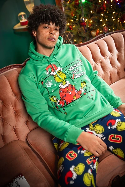 Grinch Graphic Christmas Fleece Hoodie