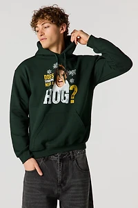 Elf Hug Graphic Christmas Fleece Hoodie
