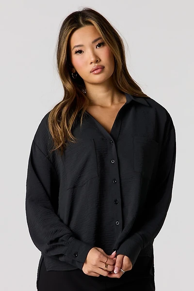 Flowy Button-Up Collared Top