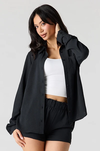 Flowy Button-Up Long Sleeve Top