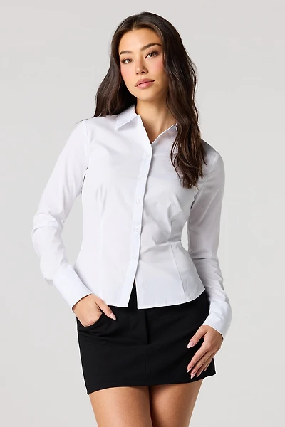 Haut boutonné à manches longues avec col