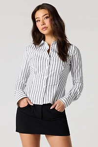 Button-Up Long Sleeve Collared Top