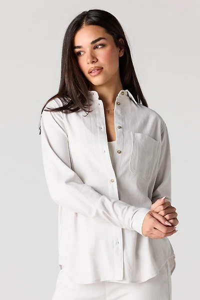 Haut boutonné en mélange de lin