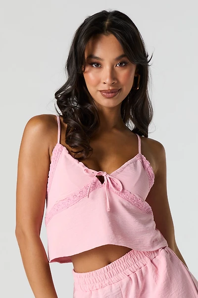 Camisole fluide avec liséré de dentelle