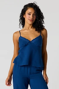 Gauze Lace Trim V-Neck Cami