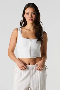 Débardeur-corset en mélange de lin avec fermeture à glissière