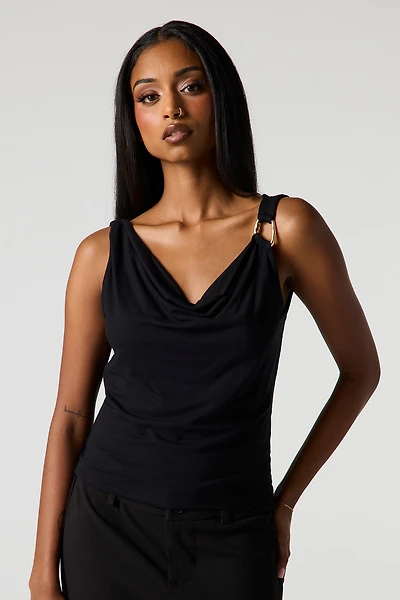 Cowl Neck O-Ring Shoulder Tank